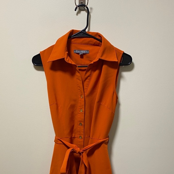 Sharagano Vibrant Orange Sleeveless Dress - Picture 1 of 5